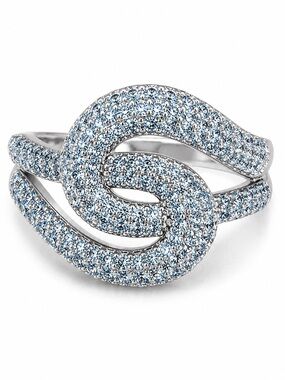 Bomb Party Blue Crystal Statement Ring Silver Tone Size 8 New Sparkly Rare